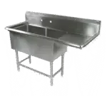 John Boos 2PB3024-1D36R, Sink, (2) Two Compartment